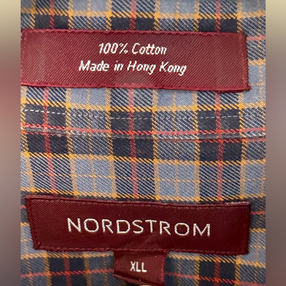 Nordstrom‎ Men’s 100% Cotton Button Down Grey Blue Size XLL - Picture 5 of 8